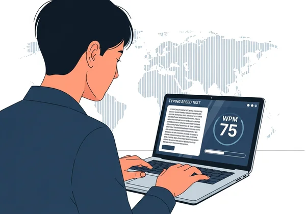 Person taking an online typing speed test