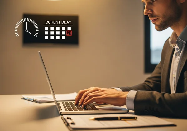 책상에서 효율적으로 타이핑하는 전문가