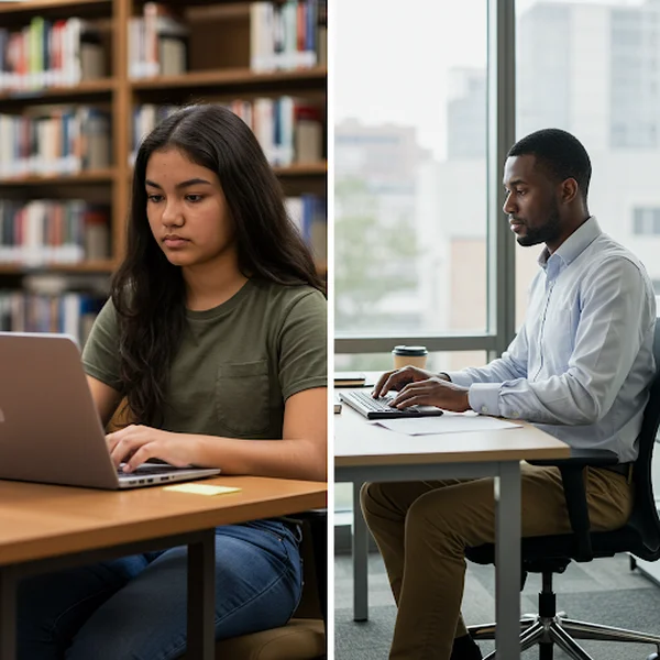 Student and professional representing typing speed by age/job