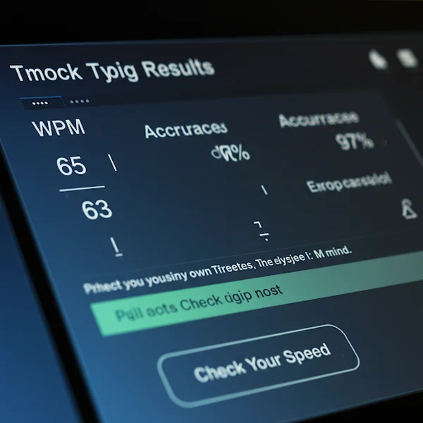 Computer screen showing wpm test result score example