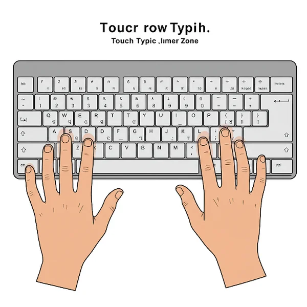 Diagram showing correct finger placement for touch typing