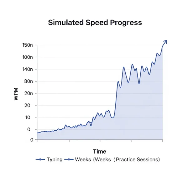 WPM progress chart showing typing speed plateau and breakthrough