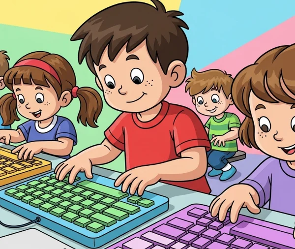 Fun online typing game interface for kids practice