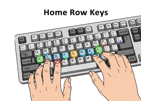 Correct home row finger placement for touch typing kids