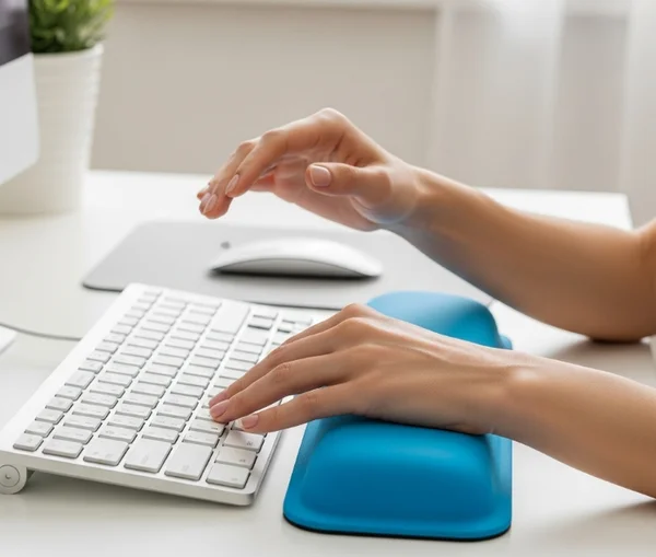 Keyboard with wrist rest for ergonomic typing support