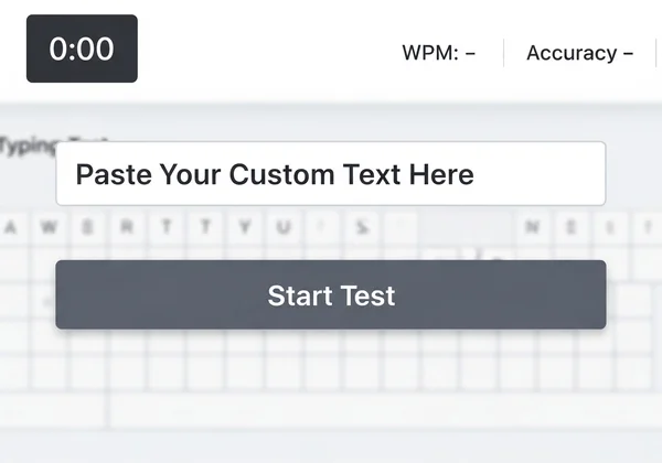 Interface of a custom text feature on a typing test website