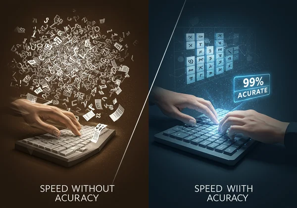 Visualizing accuracy versus speed in typing efficiency.
