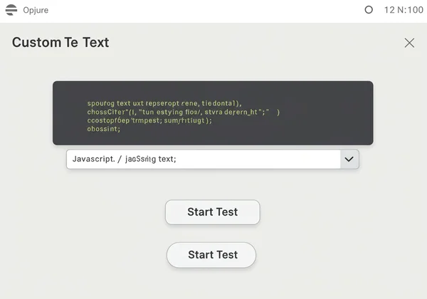 WPM test interface with custom code snippet pasted in.