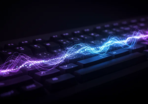 Abstract concept of consistent typing rhythm and flow.