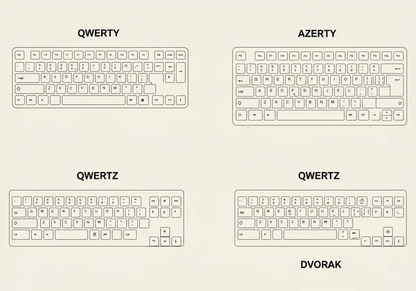 Comparison of QWERTY, AZERTY, QWERTZ, Dvorak layouts